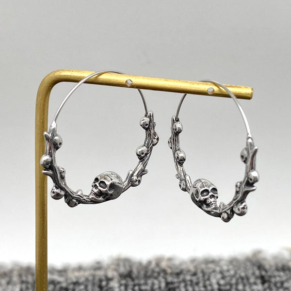 Gothic Stainless Steel Skull Hoop Earrings