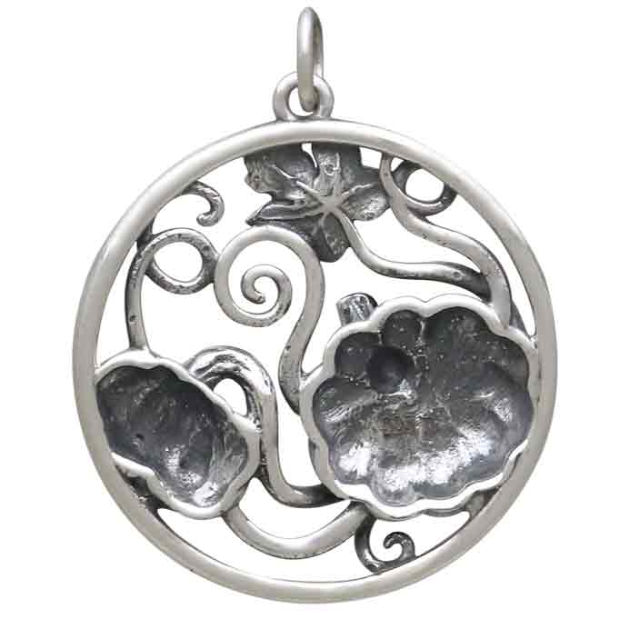 Sterling Silver Pumpkin with Vine Pendant