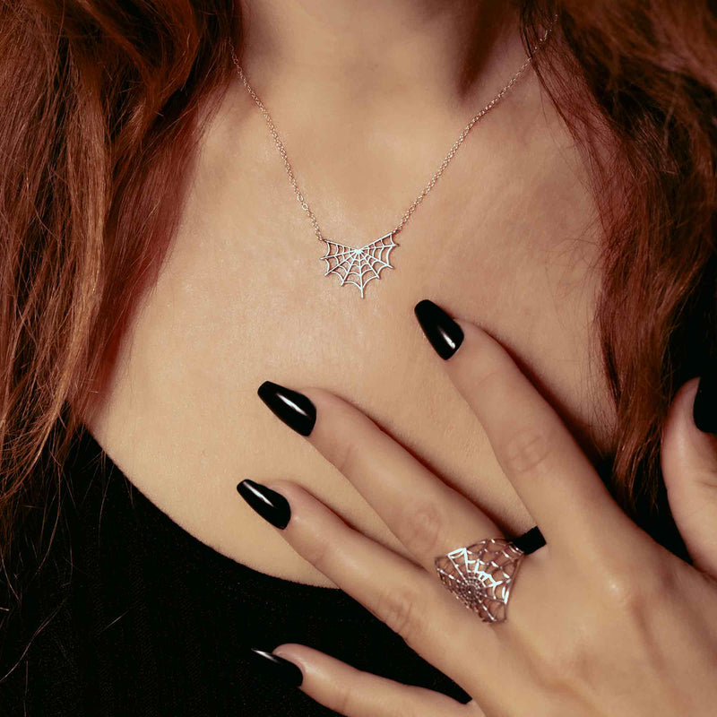 Sterling Silver Spiderweb Festoon Necklace