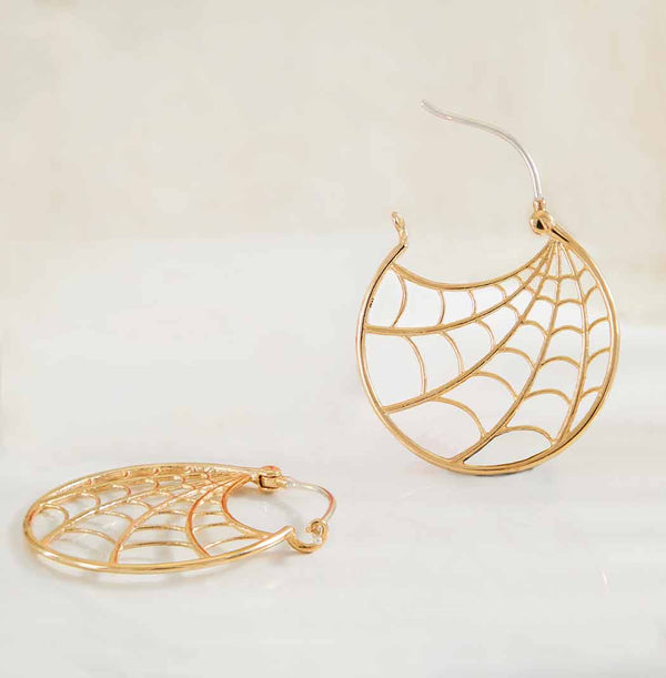 Bronze Spiderweb Hoop Earrings