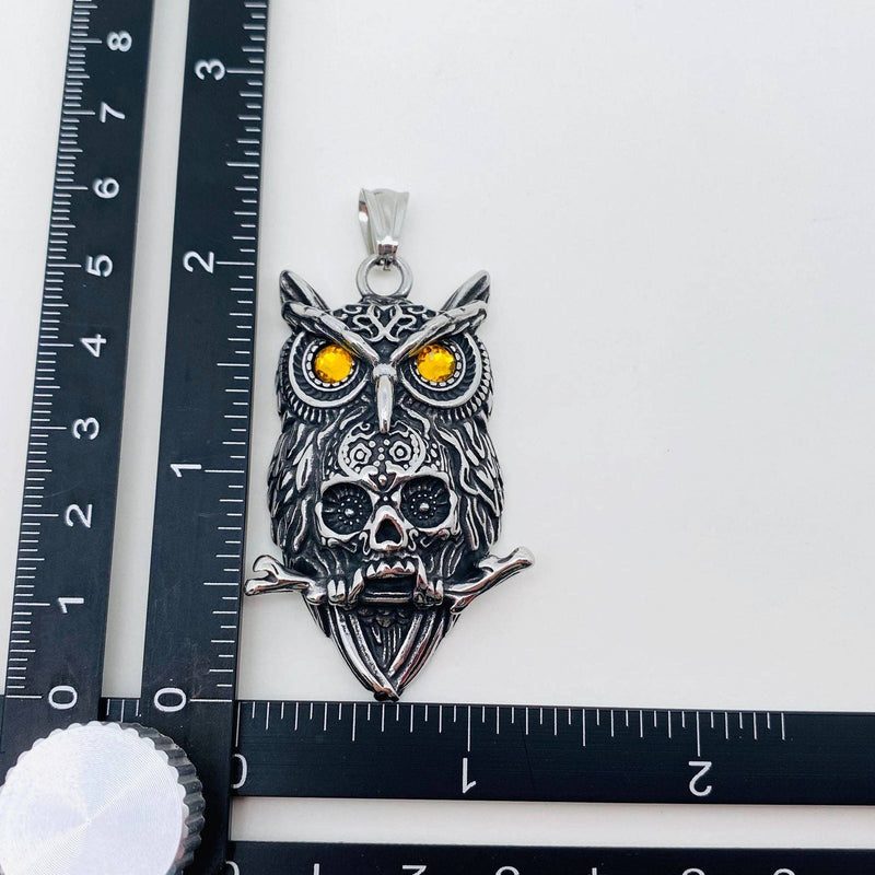 Owl Skull Stainless Steel Pendant