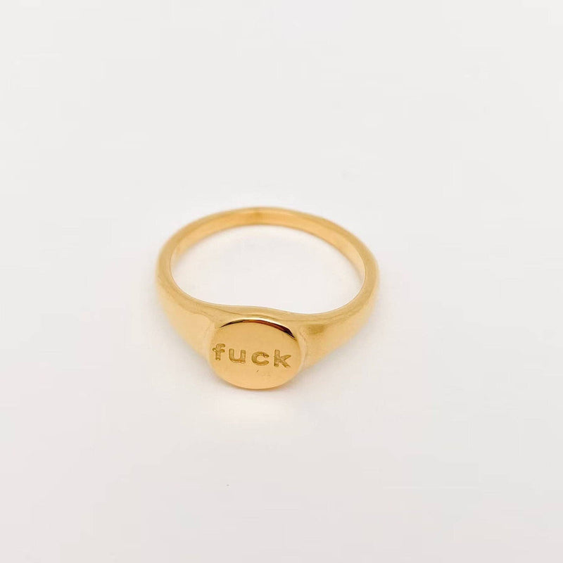 18K Gold Plated Geometric "fuck off" Ring