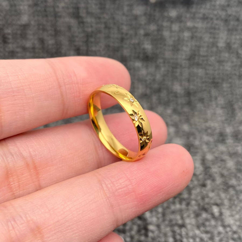18K Gold Plated Inlaid Stars Celestial Ring