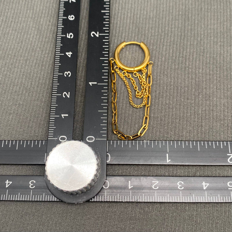 Chain Fringe 18K Gold Plated Huggie Earrings