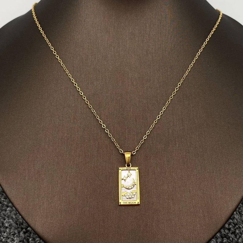 18K Gold Plated The Moon Tarot Necklace