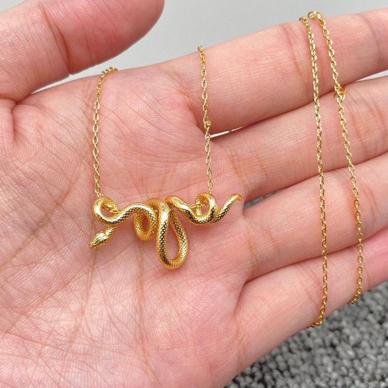 Winding Python Snake Necklace -  18K Gold Plated