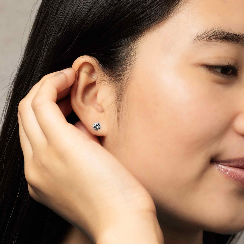Sterling Silver Pentacle Post Earrings