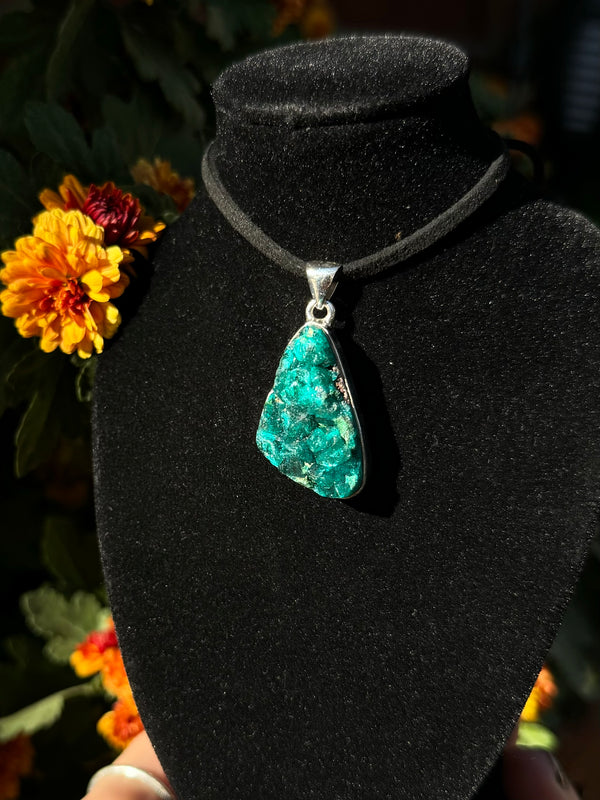 Dioptase Sterling Silver Pendant