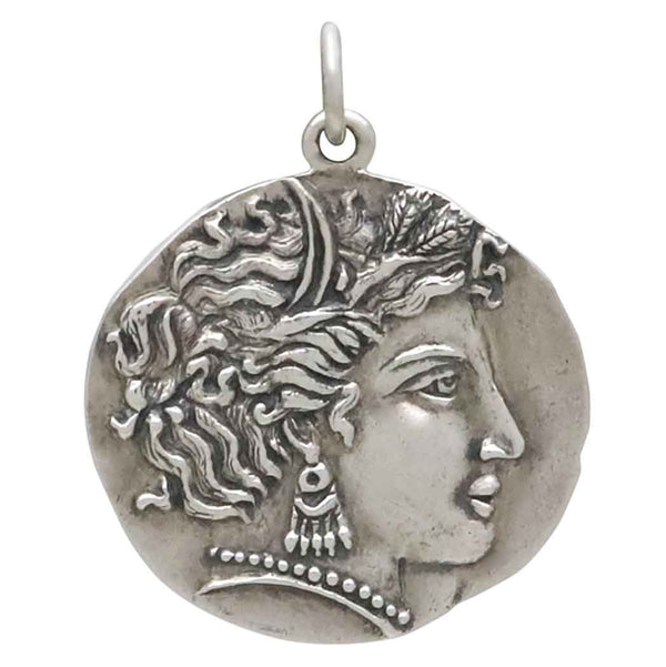 Sterling Silver Goddess Demeter Coin Pendant