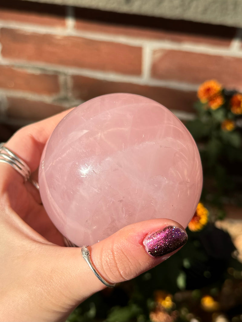 Rose Quartz Crystal Sphere with Star