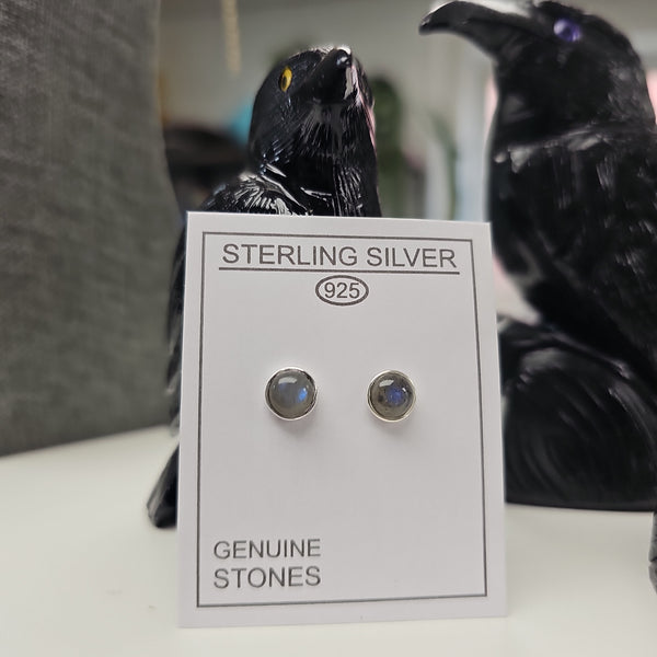Labradorite Round Post Earrings