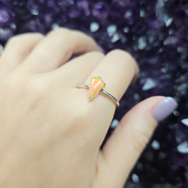 Opal Kite Sterling Silver Ring - Size 10