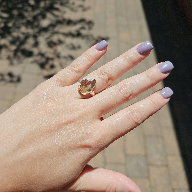 Rutilated Quartz Sterling Silver Ring - Size 6