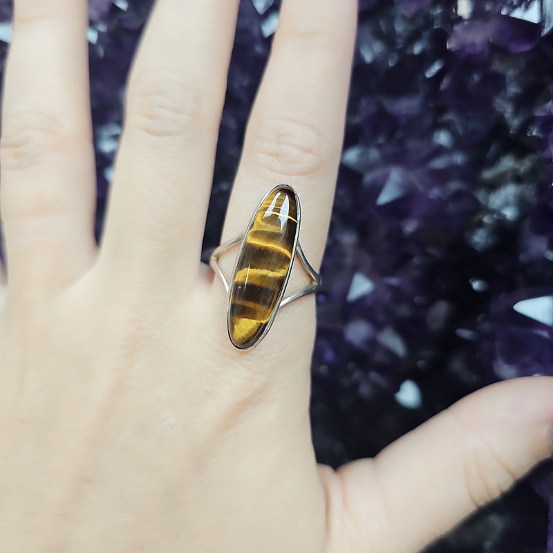 Tigers Eye Sterling Silver Ring - Size 10