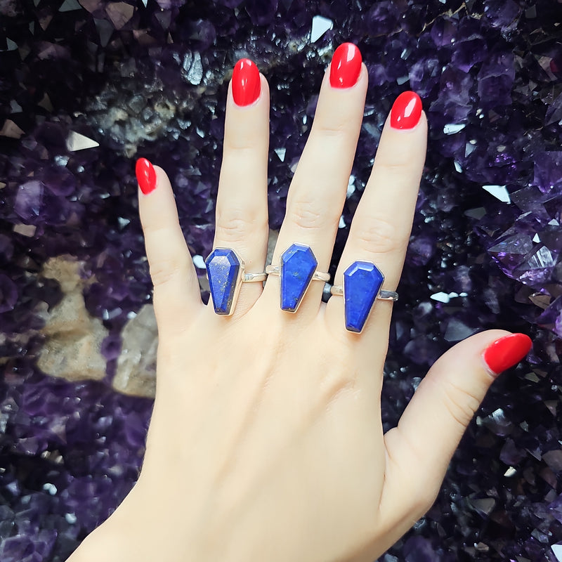 Lapis Coffin Sterling Silver Ring