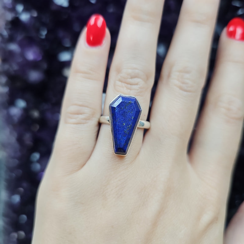 Lapis Coffin Sterling Silver Ring