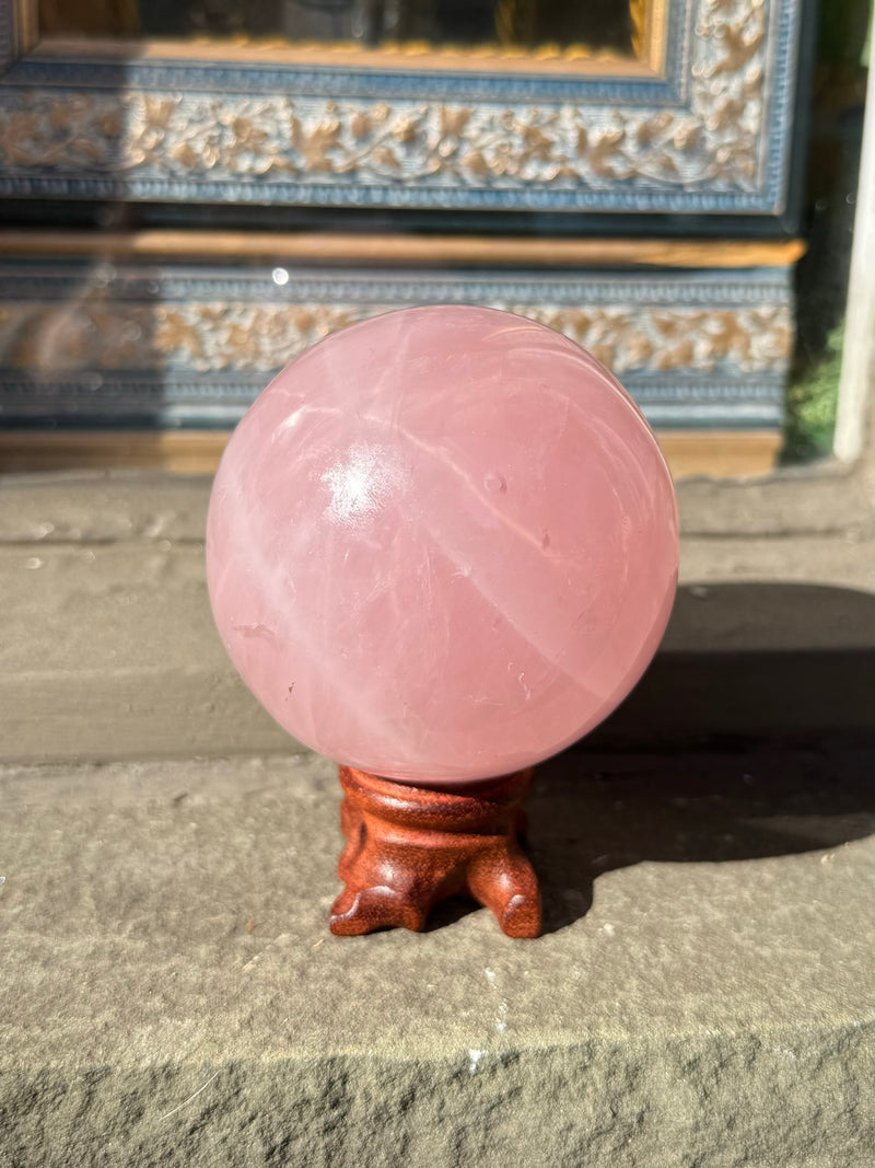 Rose Quartz Crystal Sphere with Star