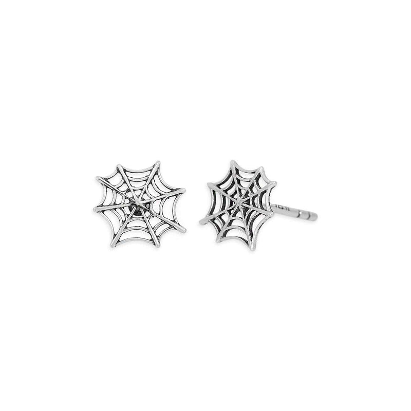 Sterling Silver Small Spiderweb Post Earrings
