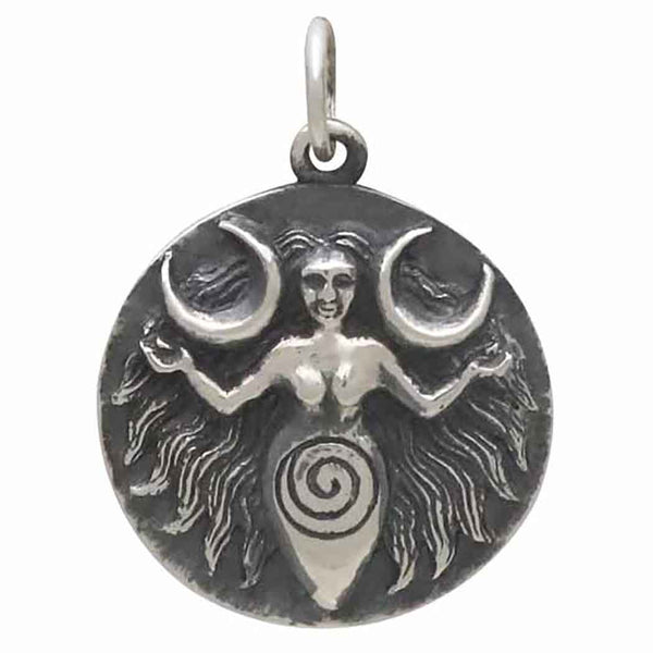 Sterling Silver Moon Goddess Coin Charm