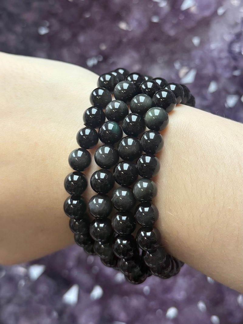 Rainbow Sheen Obsidian Bracelet - 8mm