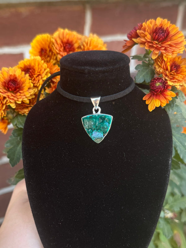 Dioptase Sterling Silver Pendant