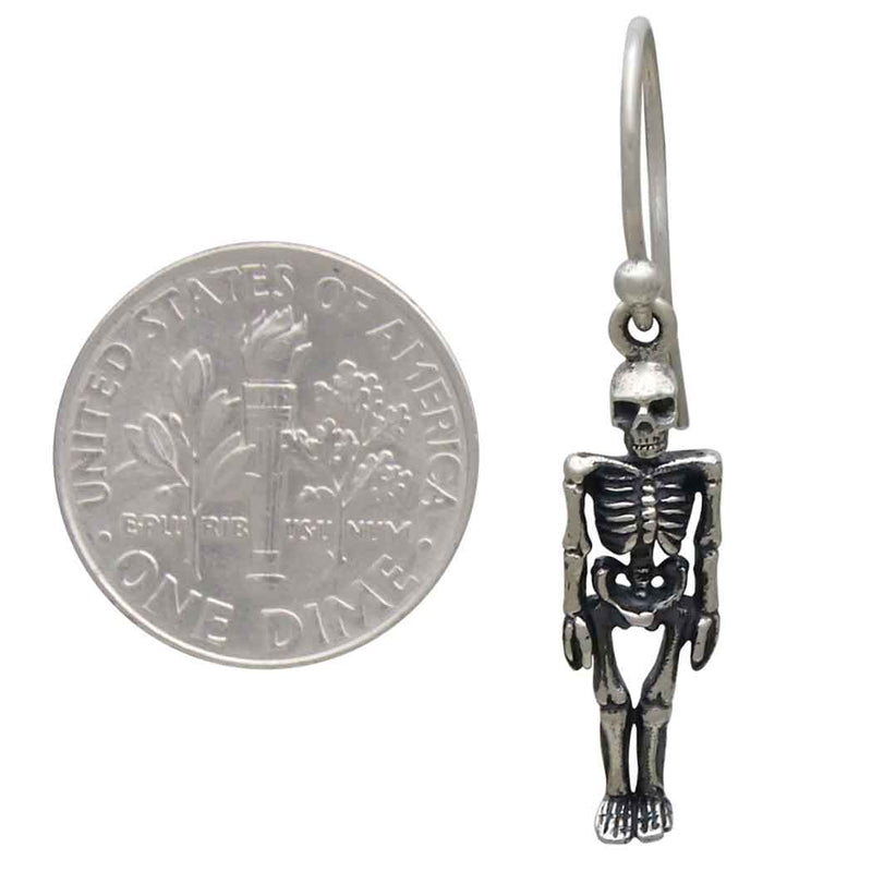 Sterling Silver 3D Skeleton Dangle Earrings