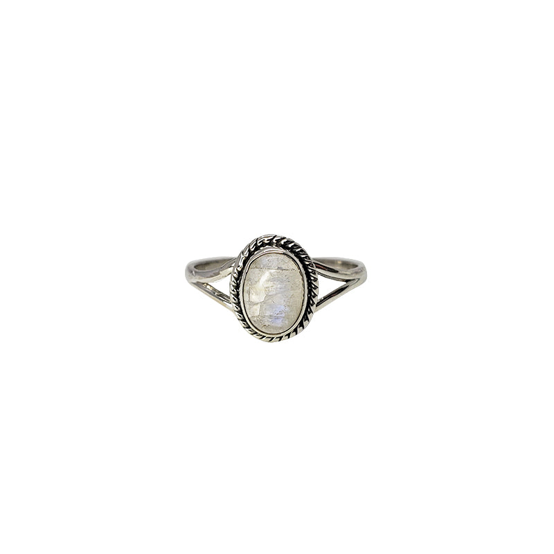 Moonstone Sterling Silver Ring - Braided