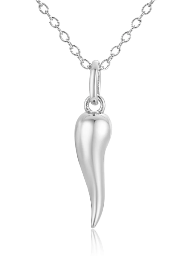 Cornicello- Italian Horn Necklace- Protection and Passion: Silver