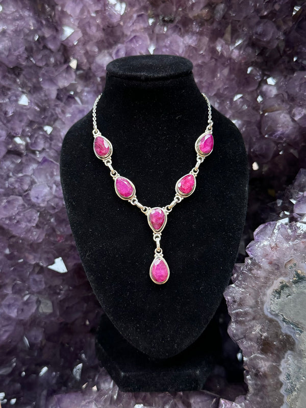 Faceted Ruby Sterling Silver Necklace