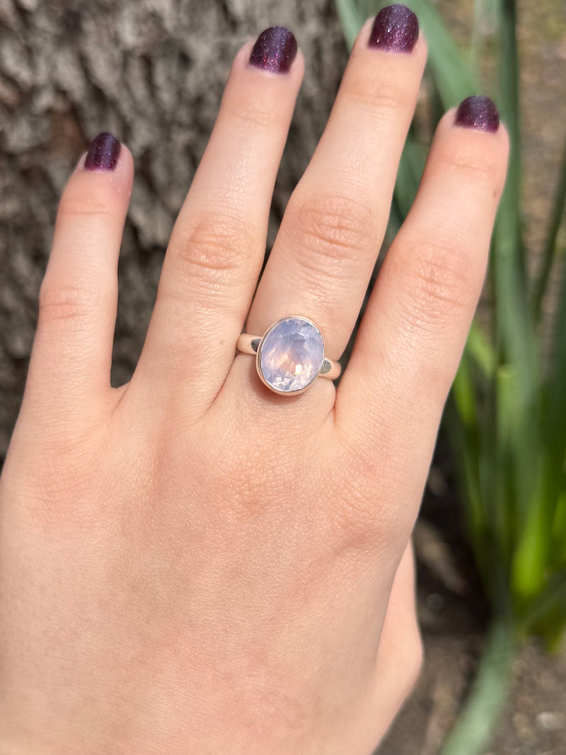 Lavender Quartz Sterling Silver Ring - Size 6