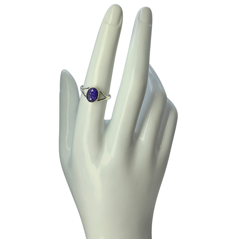 Sapphire Stone Sterling Silver Ring - Size 10