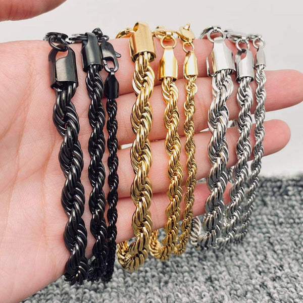 18K Gold-plated Twisted Rope Chain Bracelet