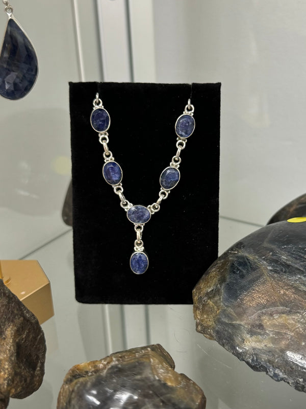 Faceted Sapphire Sterling Silver Necklace