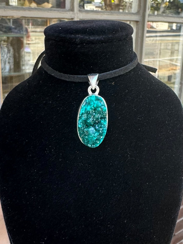 Dioptase Sterling Silver Pendant