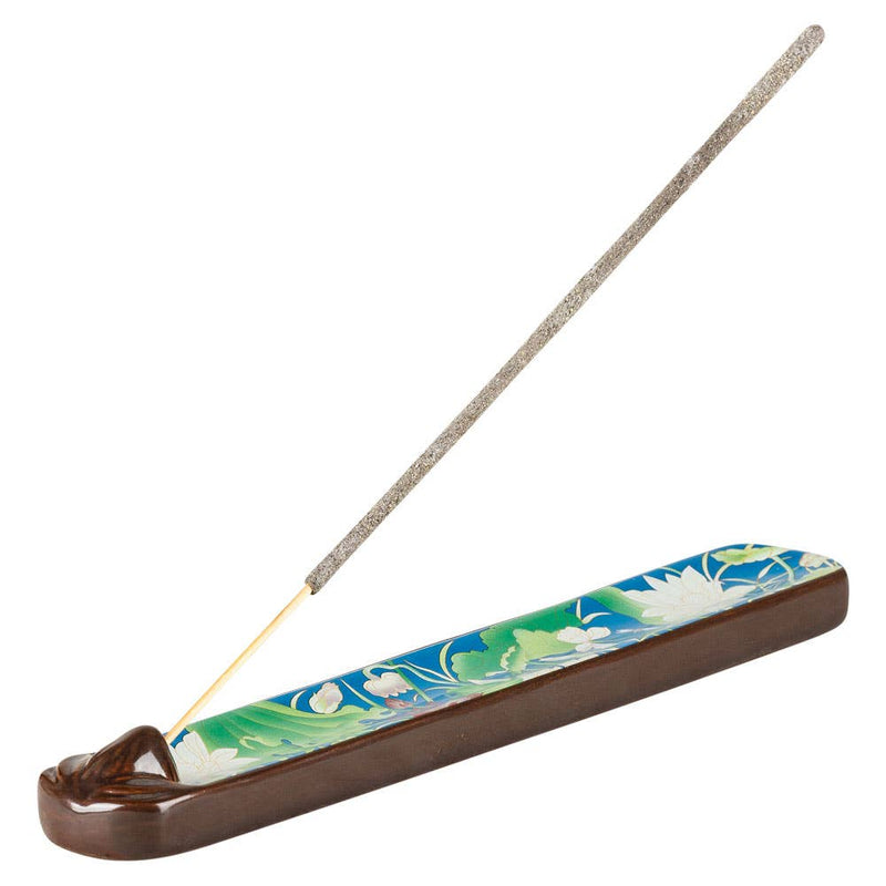 CERAMIC INCENSE BURNER WITH LOTUS FLOWERS