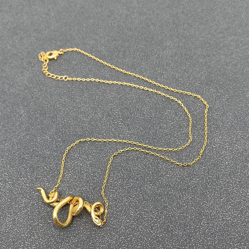 Winding Python Snake Necklace -  18K Gold Plated
