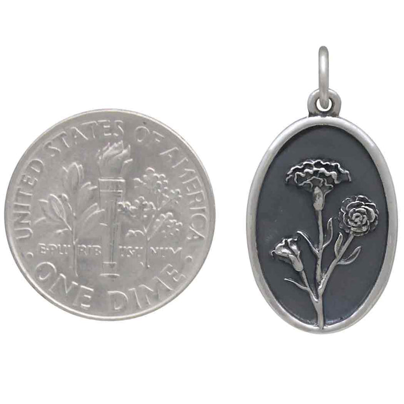 Silver Carnation Charm - January Birth Flower