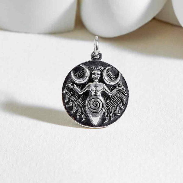 Sterling Silver Moon Goddess Coin Charm