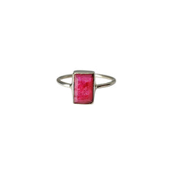 Ruby Stone Sterling Silver Ring- Size 4