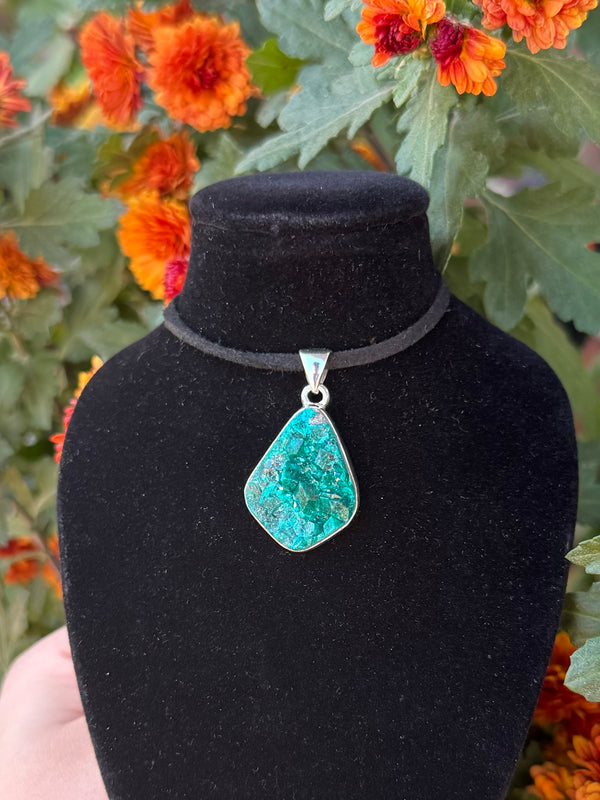 Dioptase Sterling Silver Pendant