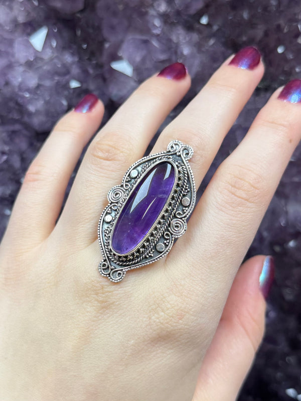 Amethyst Sterling Silver Ring Size 7