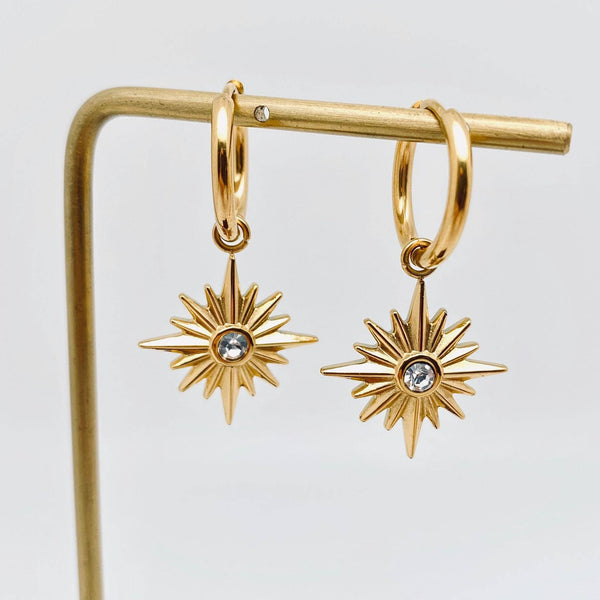 18K Gold Plated Star Huggie Hoop Earrings