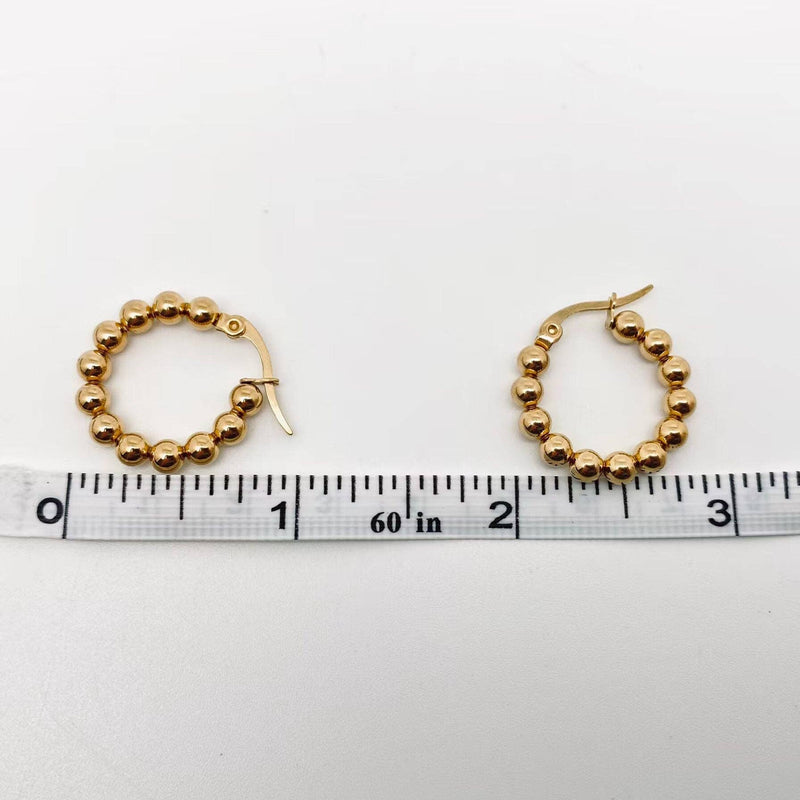 18k Gold Plated Beaded Hoop Earrings