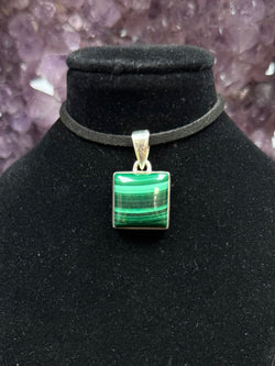 Sterling Silver Square Malachite Pendant - A