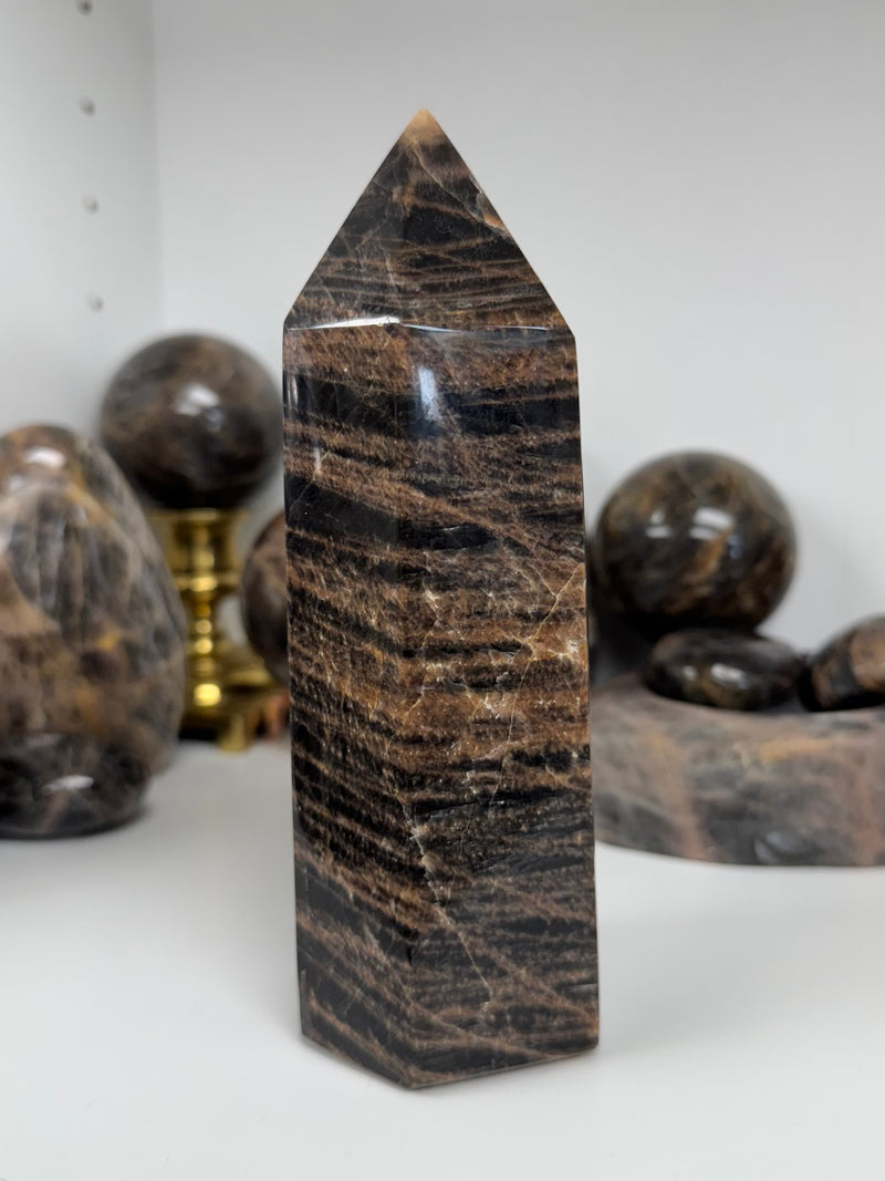 Black Moonstone Crystal Tower