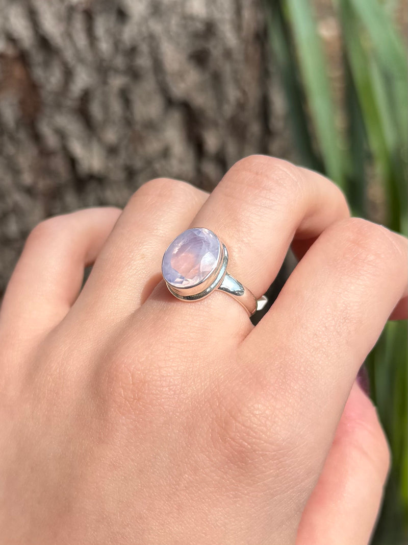 Lavender Quartz Sterling Silver Ring - Size 6