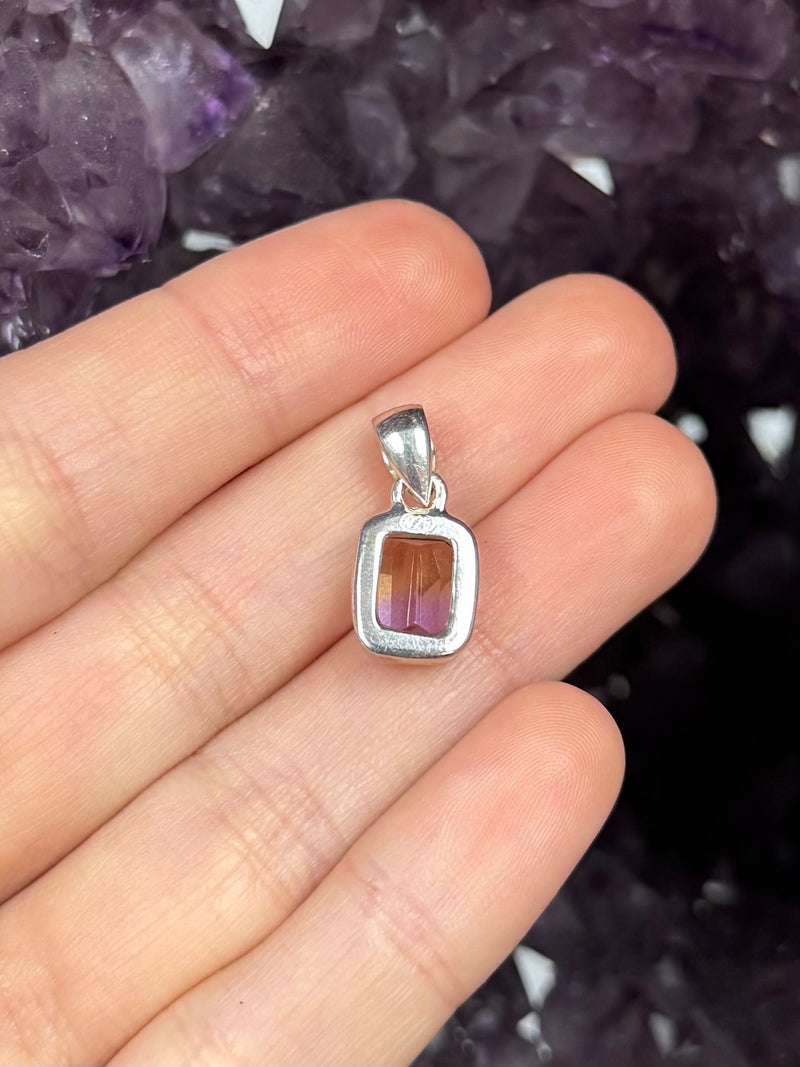 Faceted Natural Ametrine Sterling Silver Pendant - C