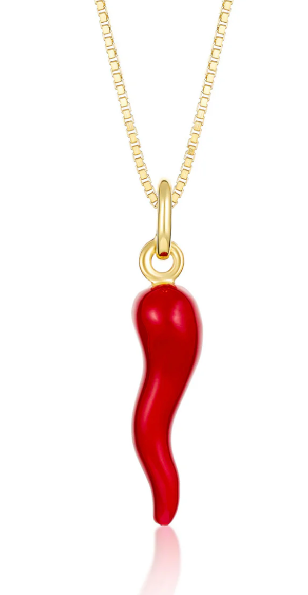 Cornicello- Italian Horn Necklace- Protection and Passion: Red