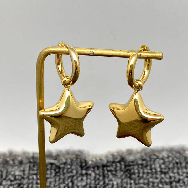 18K Gold Plated Chunky Star Huggie Earrings