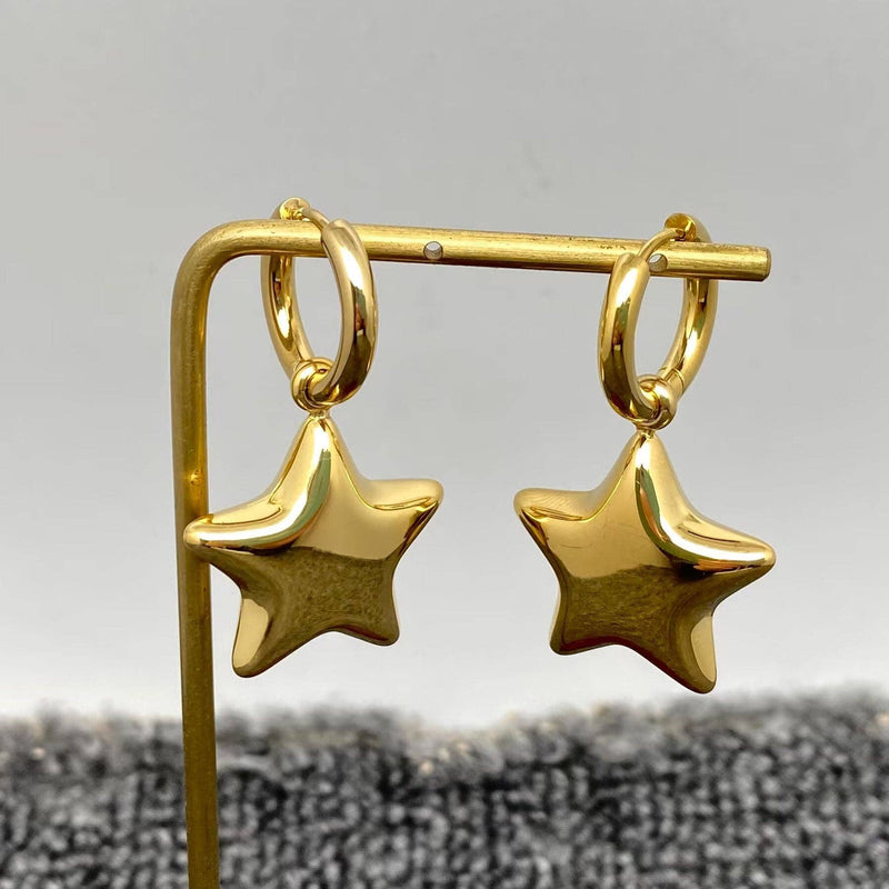18K Gold Plated Chunky Star Huggie Earrings